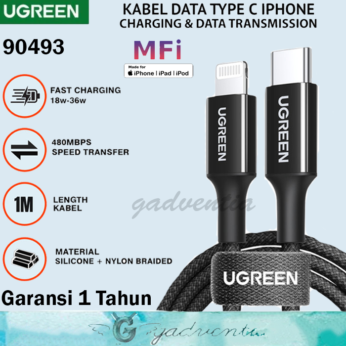 Jual Ugreen Kabel Charger Mfi Untuk Iphone Pro Max Usb C Lightning Cable Data Pd