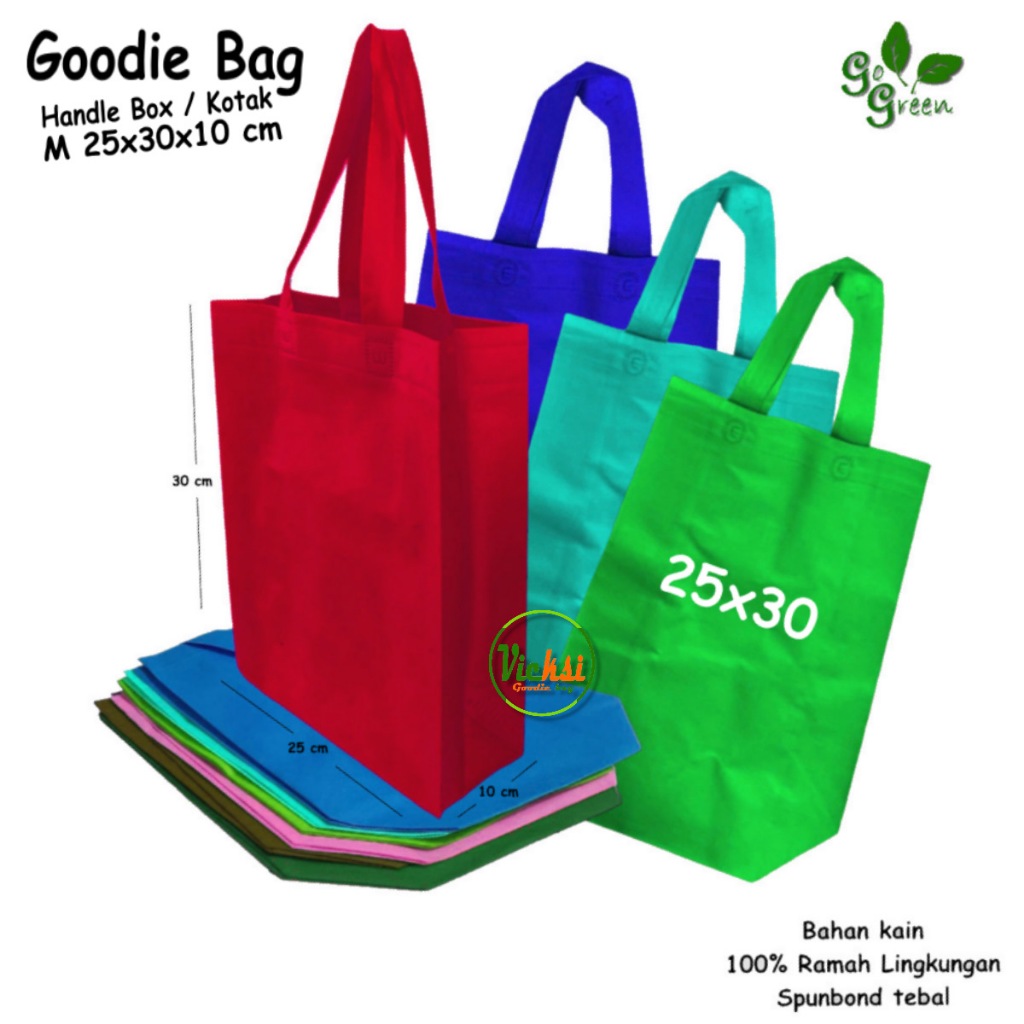 Jual Tas Spunbond Goodie bag Handle Box / Kotak Ukuran M= 25x35x10 ...