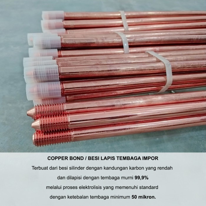 Jual Ground Rod Copper Bonded 5/8 x 4 meter / Besi Lapis Tembaga Import ...