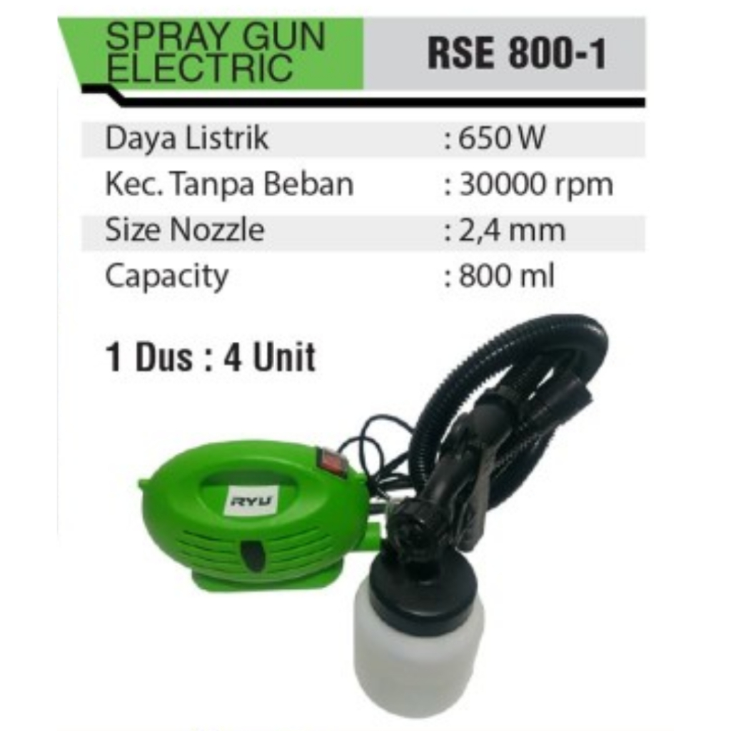 Jual Spray Gun Listrik RYU RSE 800-1 Mesin Semprotan Cat Listrik ...