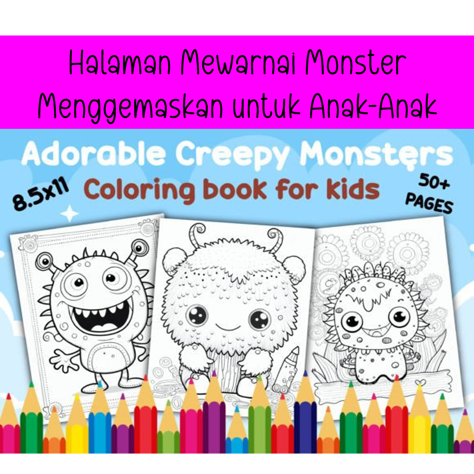 Jual Halaman Mewarnai Monster Menggemaskan untuk Anak-Anak | Shopee ...