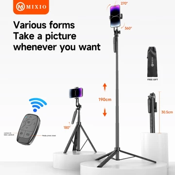 MIXIO A91L 190CM Tripod Tongsis Bluetooth Remote Multifungsi Selfie Stick