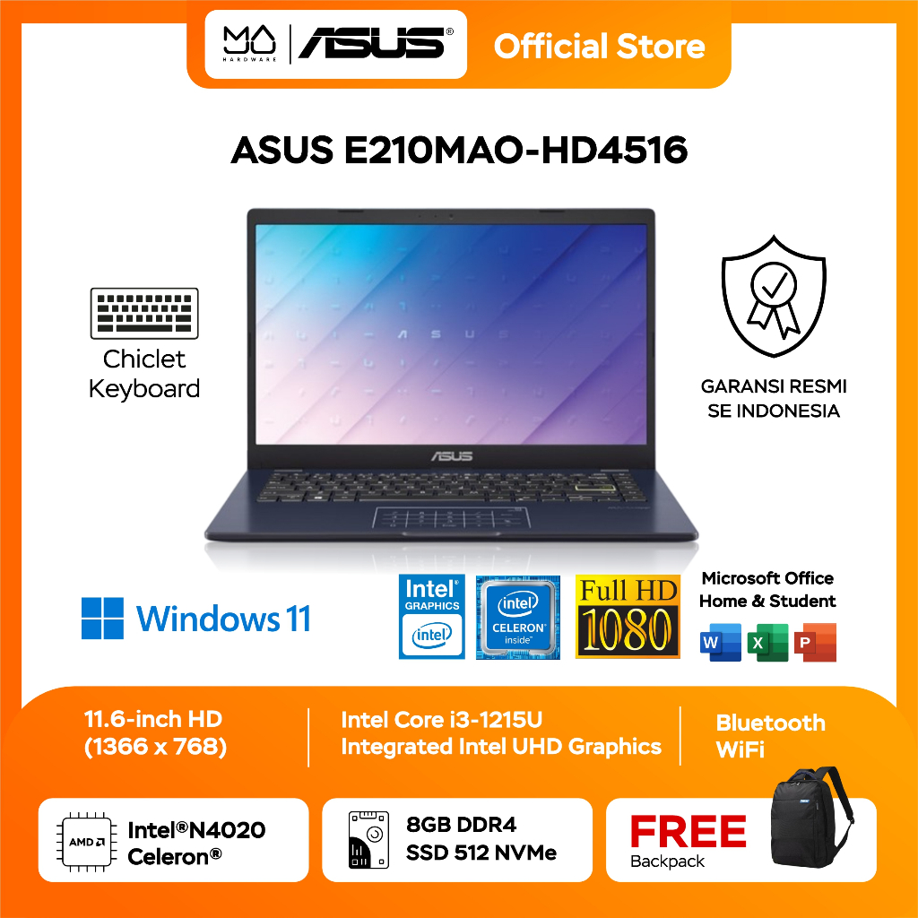 Jual Laptop Asus E210mao Hd4516 Intel Celeron N4020 8gb Ssd 512gb Black Garansi Resmi Shopee 1458