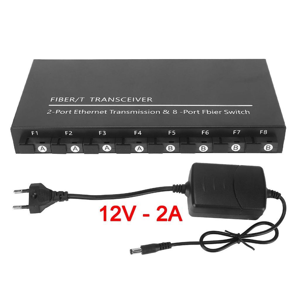 Jual Media Converter 8F2E 8 Port Fiber Optic 2 RJ45 LAN Ethernet ...