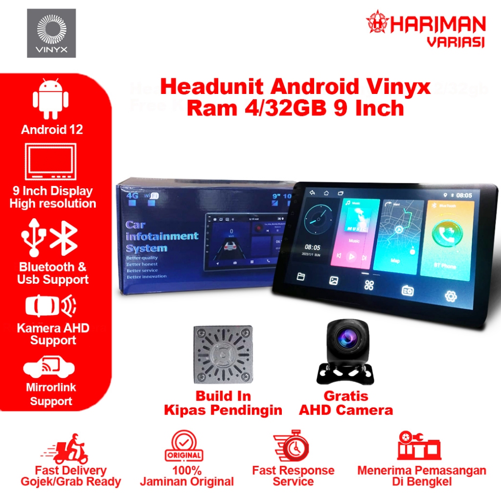 Jual Headunit Android Vinyx Ram 4/32GB 9 Inch Free Kamera AHD | Shopee ...