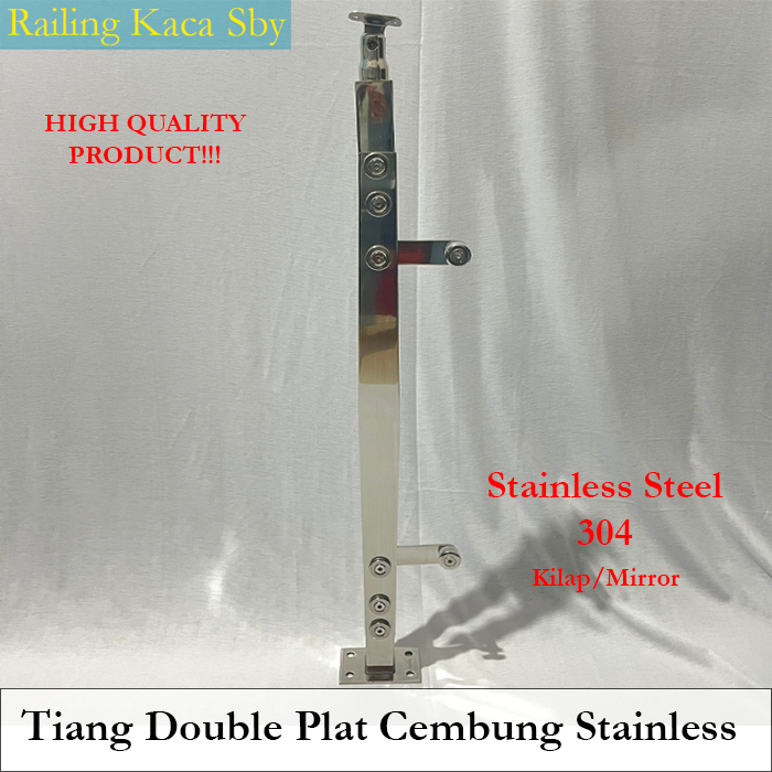 Jual TIANG RAILING KACA DOUBLE PLAT CEMBUNG SAYAP SINGLE STAINLESS ...