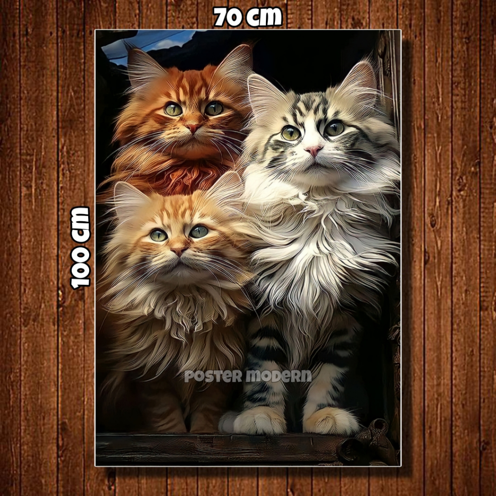Jual HIASAN DINDING POSTER GAMBAR KUCING 3D ART UKURAN BESAR #10