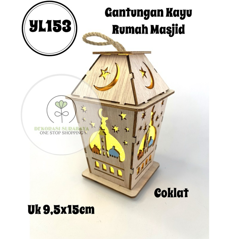Dekorasi Lebaran Idul Fitri / Gantungan Hari Raya Lentera 3D / Dekorasi Lentera Kayu Idul Fitri 3F YL175-YL199