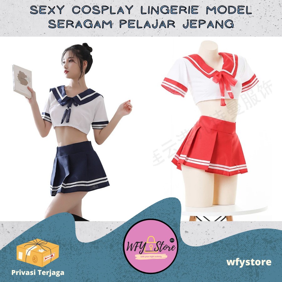 Jual Sexy Lingerie Cosplay Seragam Sekolah Jepang Set Baju Rok Stocking Shopee Indonesia 6453