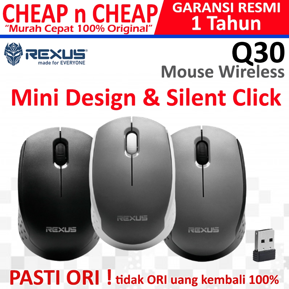 Jual Mouse Wireless Rexus Q30 Silent Click 2.4Ghz 3D Office Wireles ...