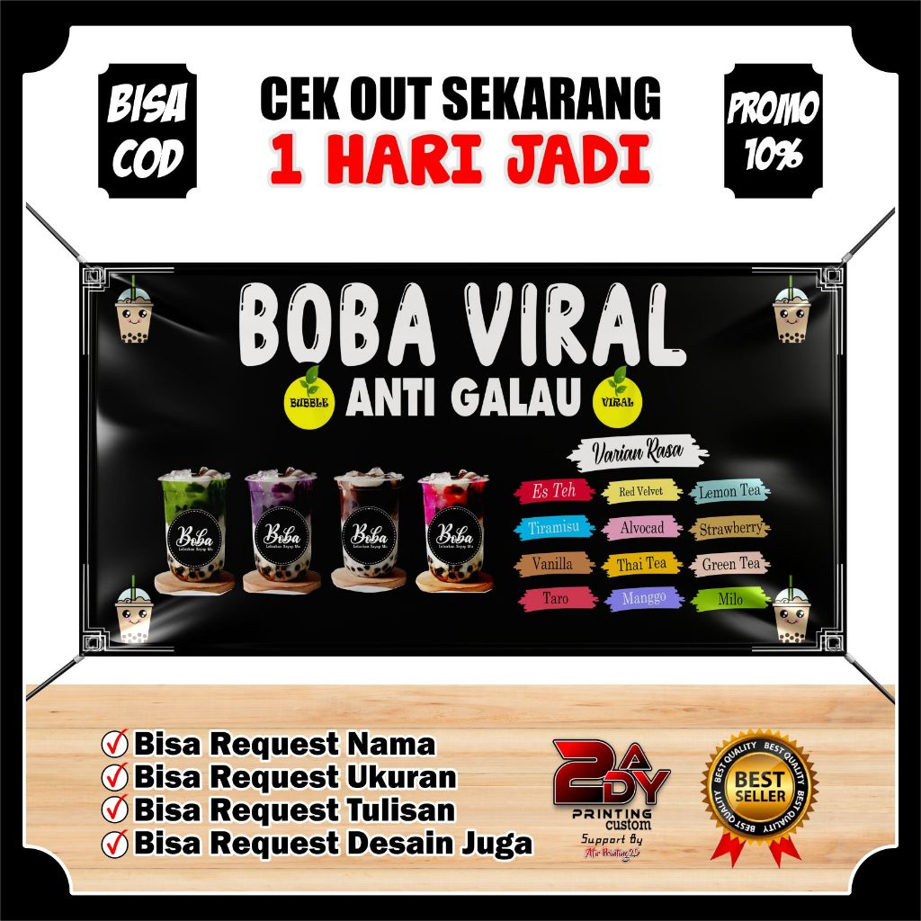 Jual Spanduk Banner Es Boba Viral / Banner Boba Bisa Custom | Shopee ...