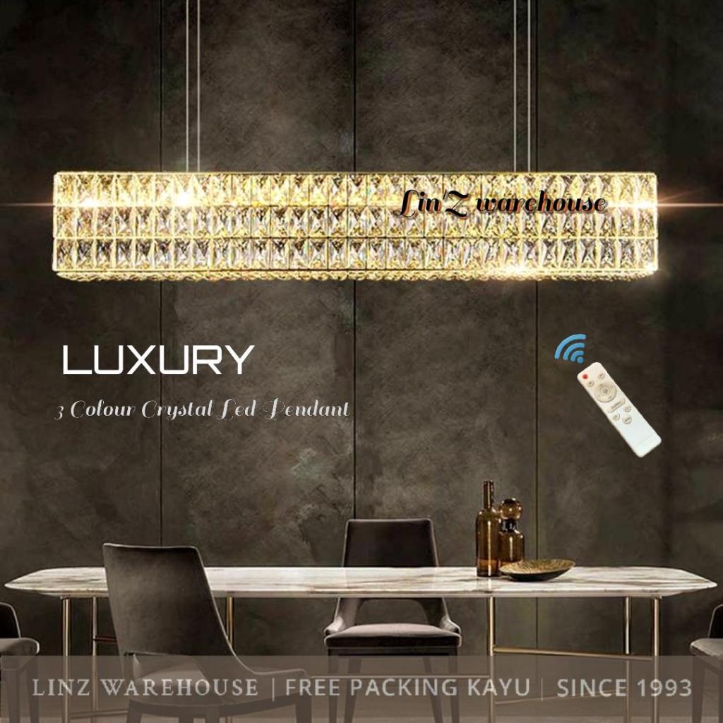 Jual Lampu Gantung kristal CRYSTAL RECTANGLE 3 COLOUR LED pendant light ...