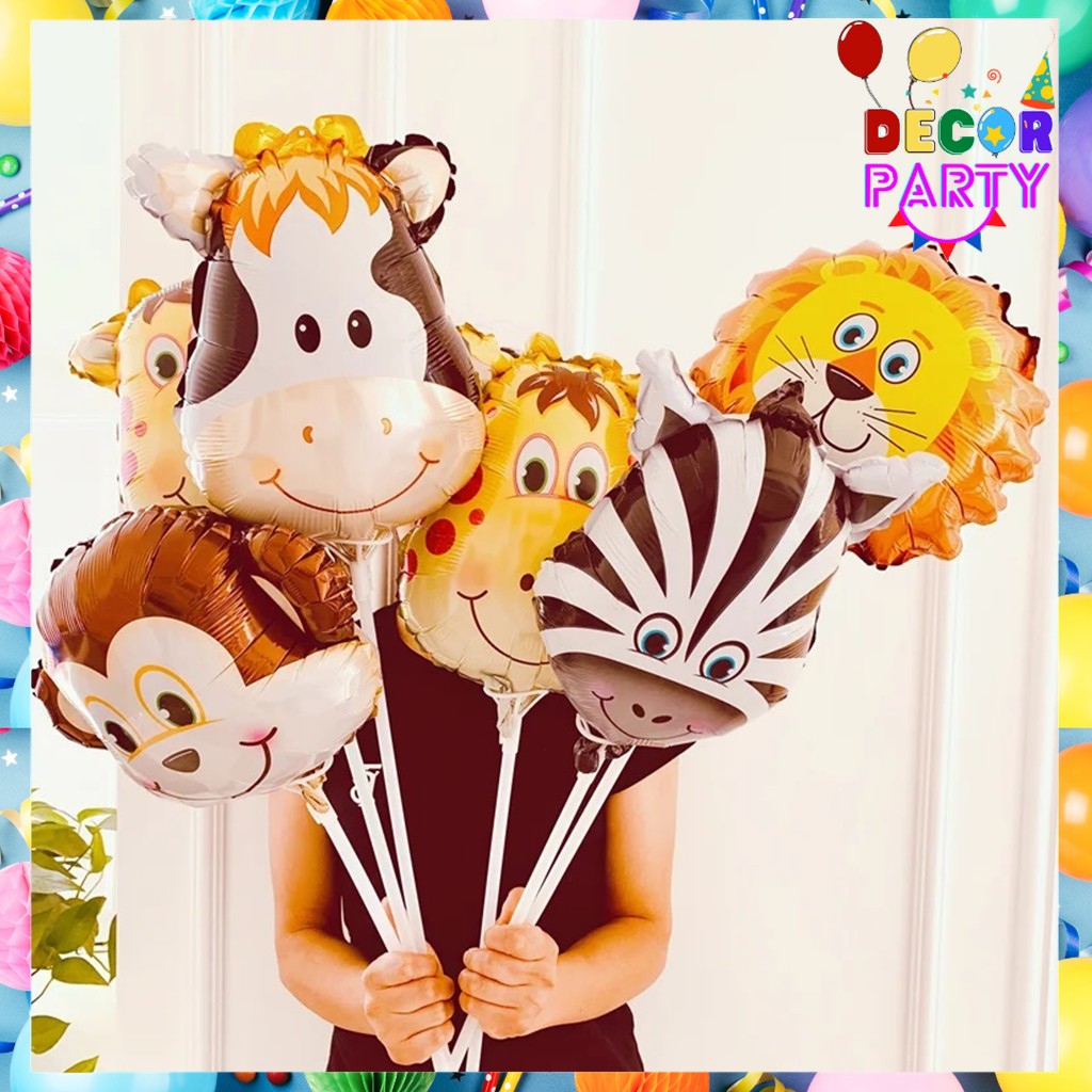 DP Balon Foil Besar Bulat Karakter Kepala Hewan 18 Inch Balon Foil Jumbo Balon Pesta Ulang Tahun 18Inch Balon Dekorasi Satuan Balloon Theme Birthday Cartoon Animal Head Foil Balloon Cartoon