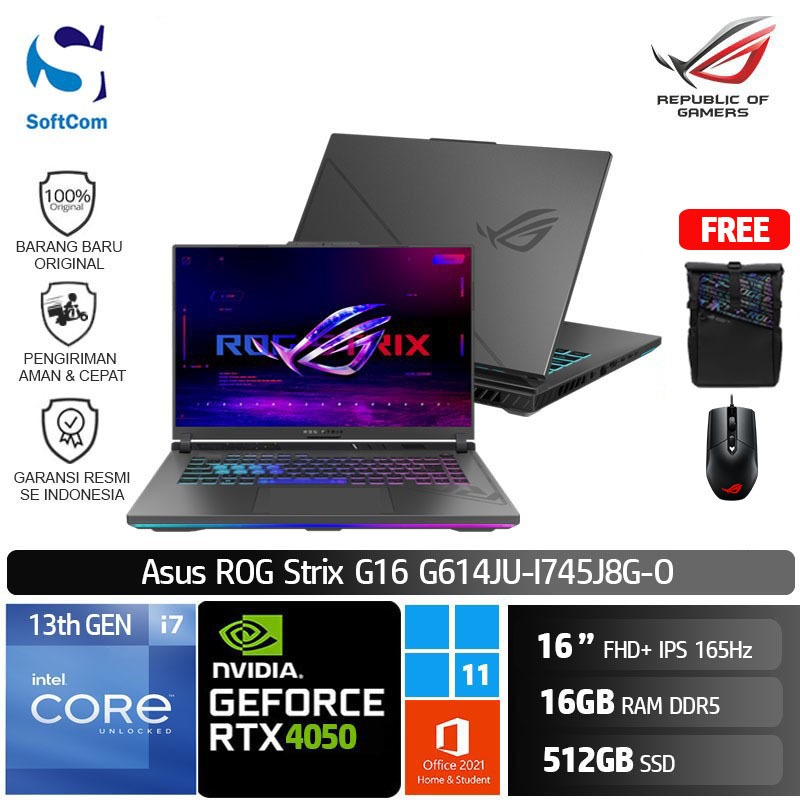 Jual Asus Rog G614ju I745j8g I7 13650hx16gb512gbrtx4050 6gb Strix G16 Shopee Indonesia 0266