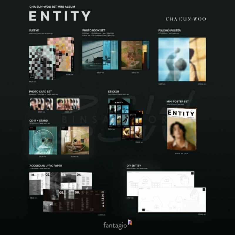 Cha Eun-woo Album Set Completo 'ENTITY' + 'EQUAL' (2 Versioni) Con Pre-Order Benefit E Regalo Esclusivo BolsVos