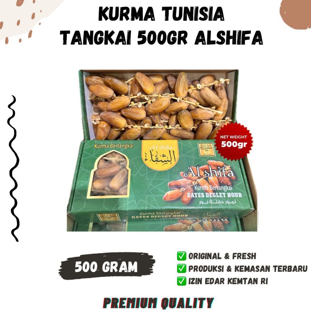 Jual Kurma Tunisia Tangkai 500gr Alshifa Box Tunis Premium Deglet Nour