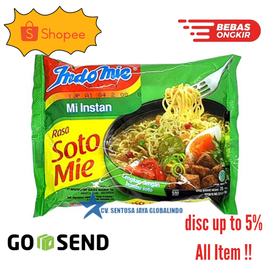 Jual Indomie Rasa Soto Mie/Mi Instan Indomie Kuah/Harga Ecer | Shopee ...