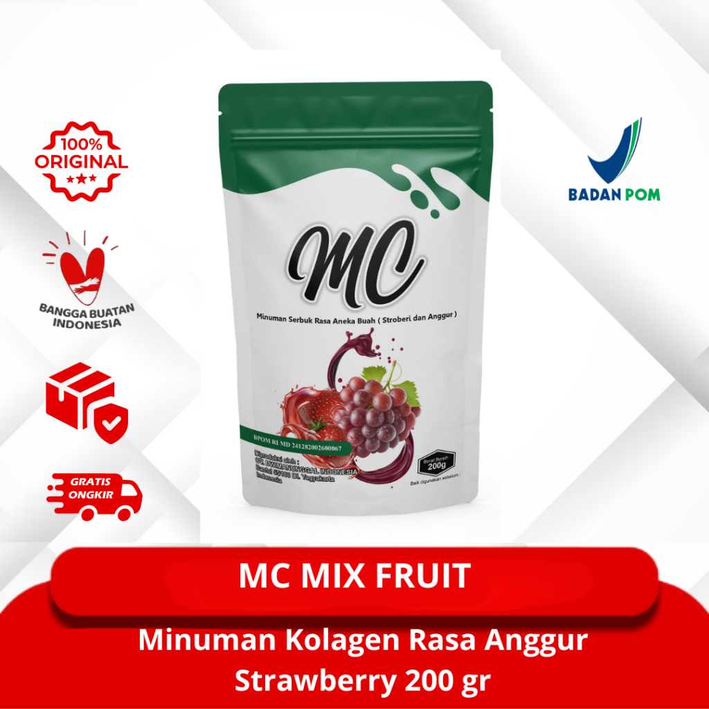 Jual Minuman Serbuk Kolagen Rasa Anggur Strowbery 200 Gram Mix Fruit