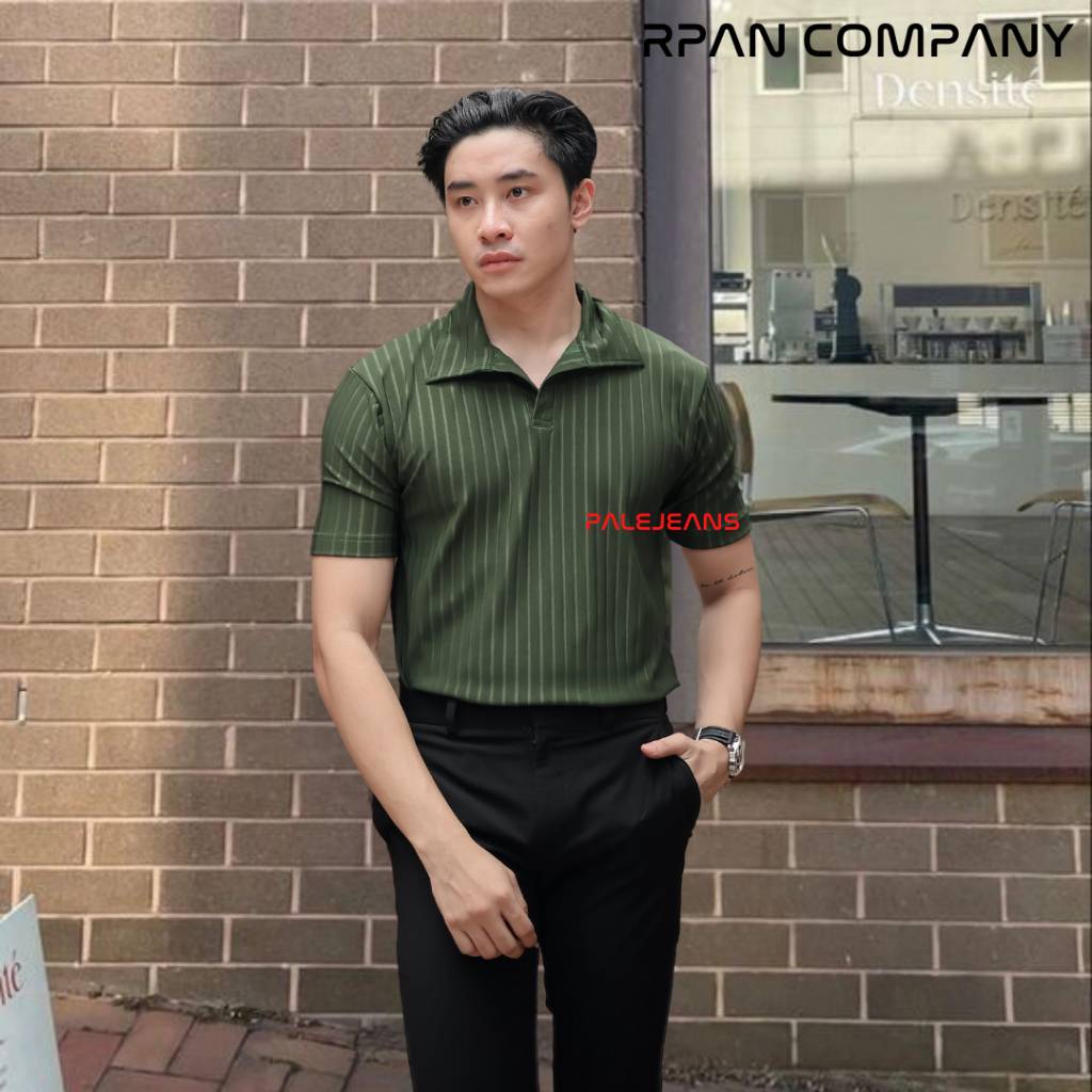 Jual Kaos Polo Shirt Knit Pria Korean Knit Baju Polo Shirt Pria Salur Besar Cutting Slimfit