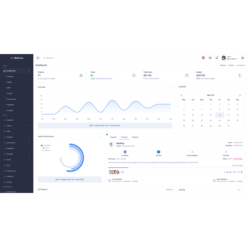 Jual Bootstrap 5 - Metrica v3.1 Premium Admin Dashboard HTML Template ...