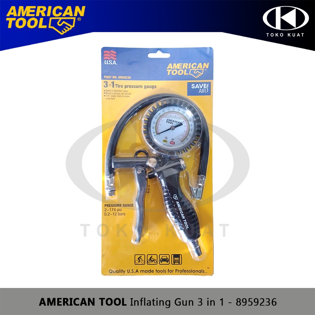 Jual Inflating Gun 3in1 AMERICAN TOOL Alat Isi Angin Plus Meteran ...
