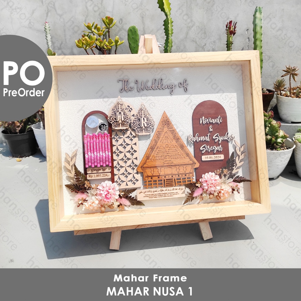 Jual PO Frame Mahar NUSA 1 Seserahan / Set Jadi Custom Mahar Rumah Adat ...