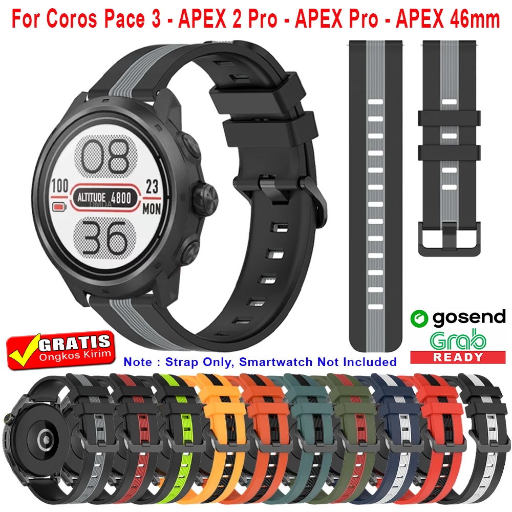 CHULN 2 Pack Cinturino per Coros Pace 3/Apex 2 Pro/Apex Pro/Apex 46mm, 22mm Morbido Silicone Regolabile Sportiva Cinturino di Ricambio per Smart Watch