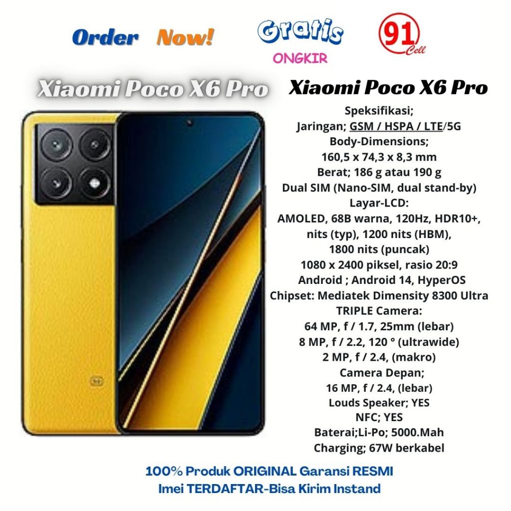 Jual Xiaomi Poco X6 Pro 5g Ram12512gb Mediatek Dimensity 8300 Ultra Lcd Amoled Garansi Resmi 1 5583