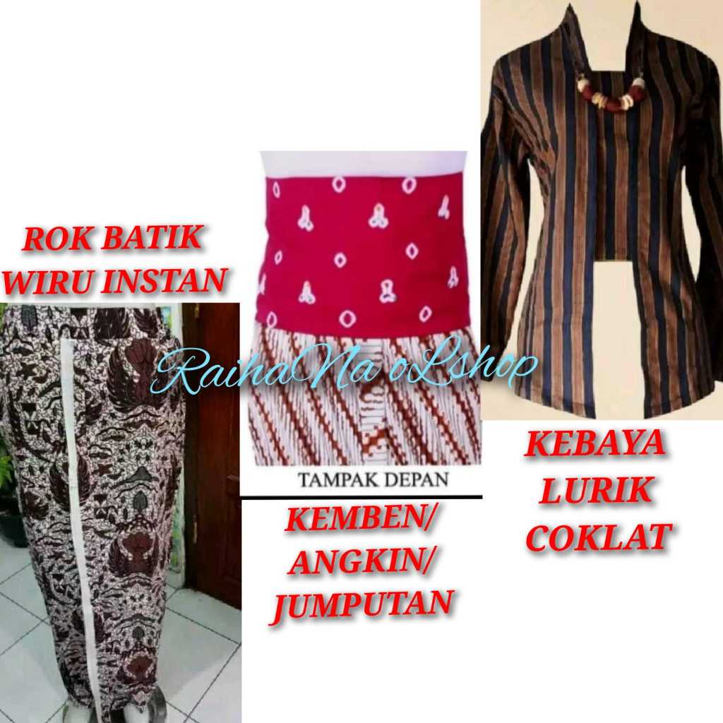 Jual Baju Jawa Cewe Kebaya Lurik Coklat Kembenangkinjumputan