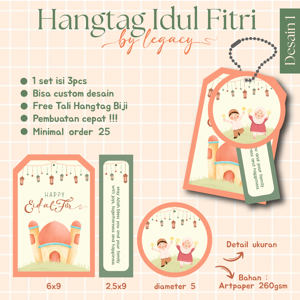 Jual Custom Hang Tag Souvenir Hampers Ramadan / Hang Tag Kue Lebaran ...