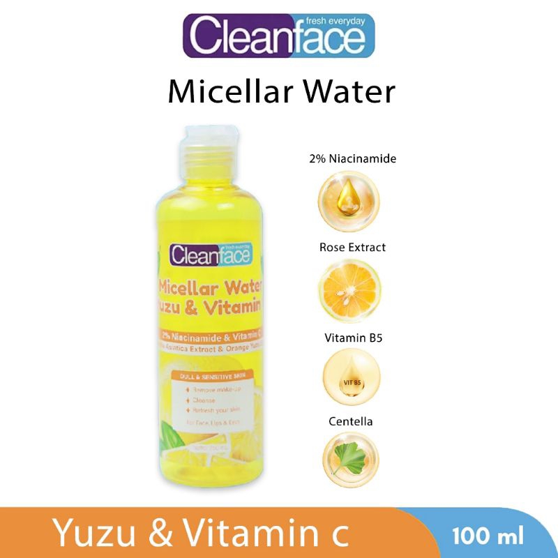 Jual CLEANFACE MICELLAR WATER YUZU & VITAMIN C 250 & 100 ML | Shopee ...