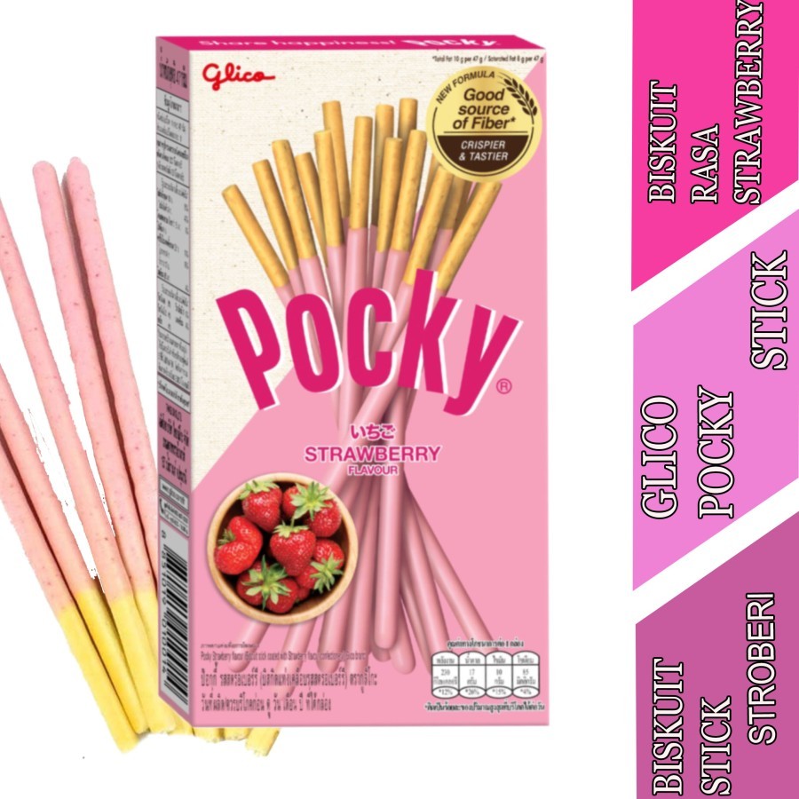 Jual Rasa Strawberry - Glico Pocky - Biskuit Stick Bersalut Gula - 45gr ...