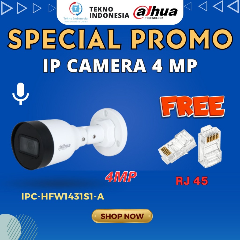 Jual PROMO Bonus RJ45 Dahua IP Camera DAHUA IPC HFW1431S1 S4 4MP ...