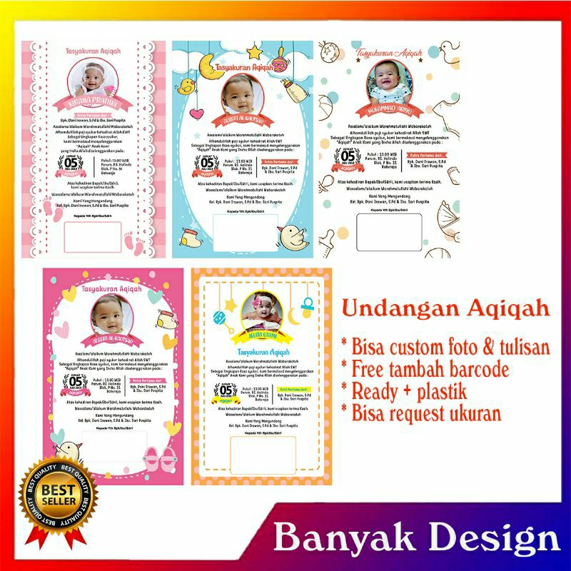 Jual cetak undangan aqiqah / undangan tasyakuran aqiqah / undangan