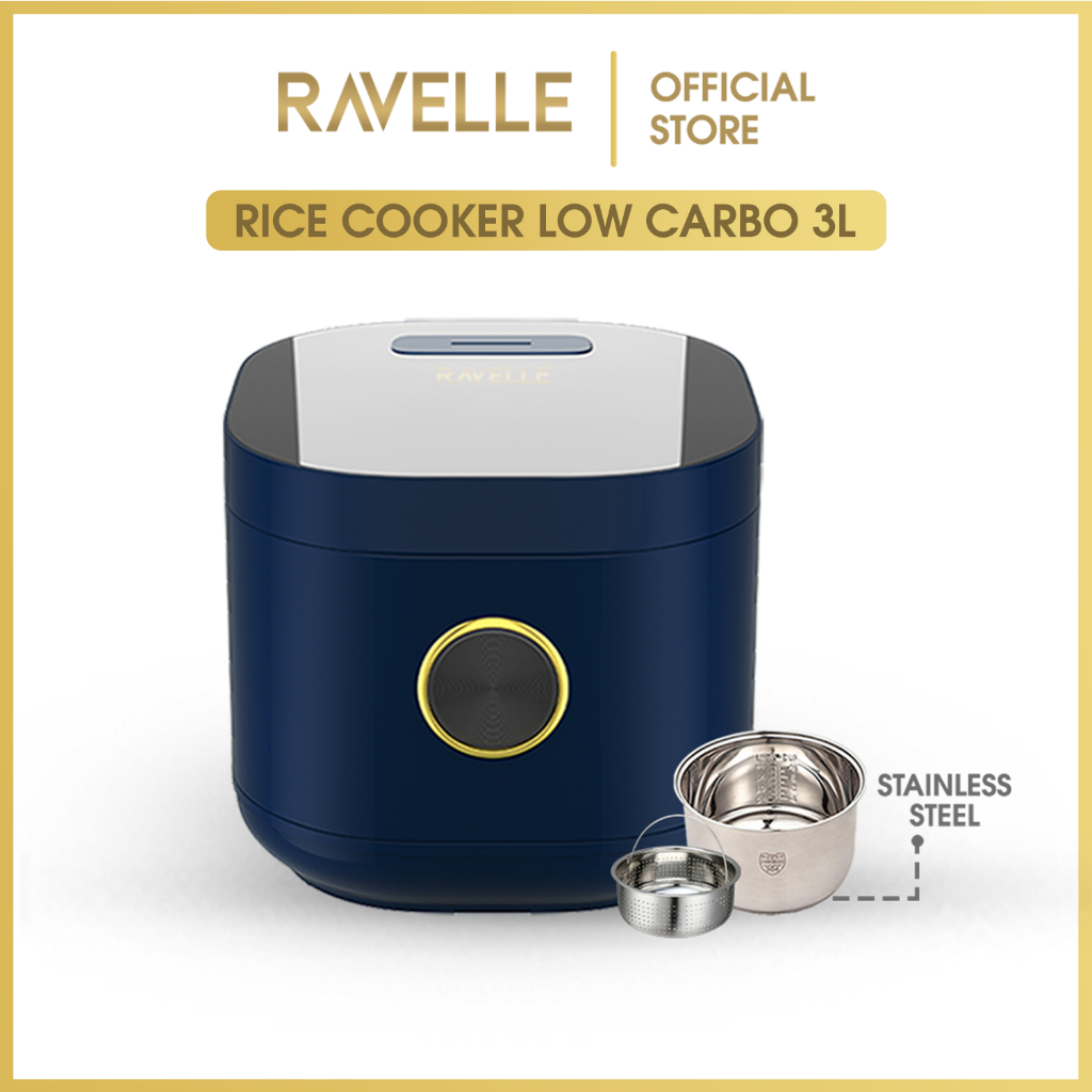 Jual Ravelle Rice Cooker Digital Low Carbo 3 Liter Penanak Nasi Low Watt ( Stainless Steel