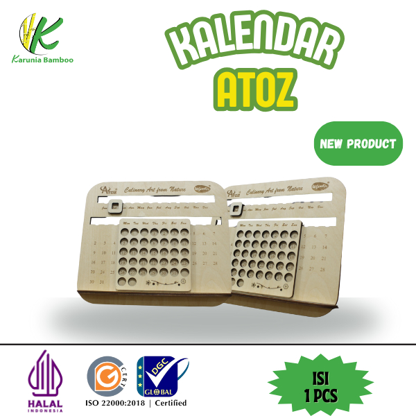 Jual Wooden calendar ATOZ /WIJENKU kalender kayu sepanjang masa