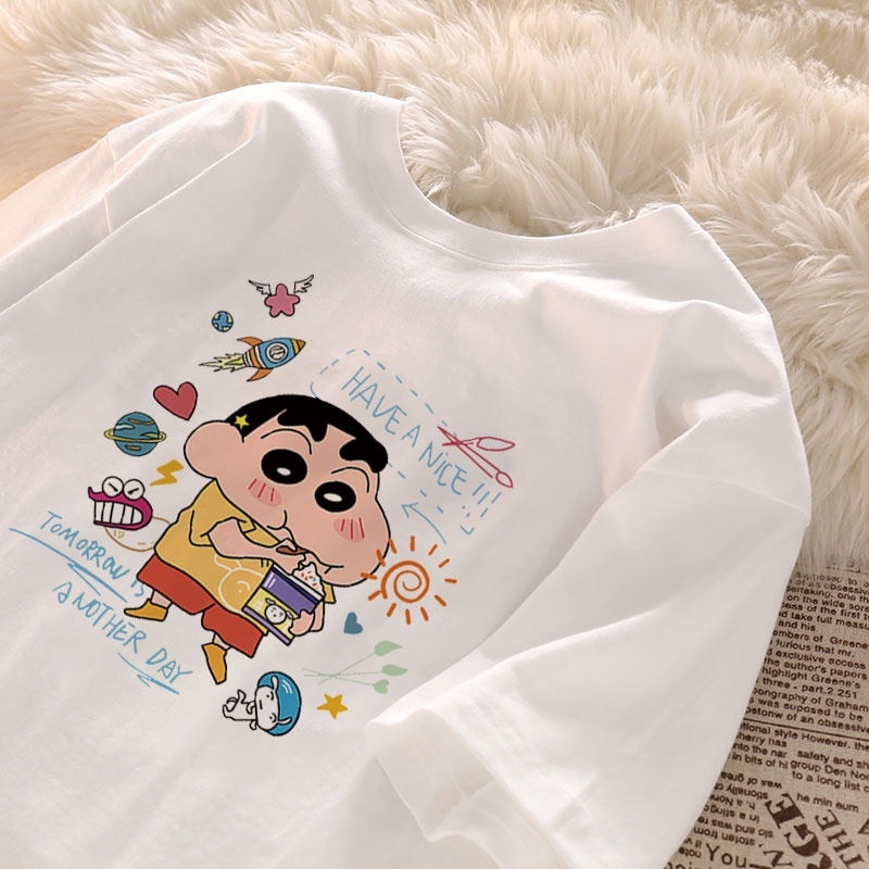 Print T-shirt Kaos Lengan Pendek kartun anime Shinchan Atasan Wanita  Oversize Korean Style bisa cod tumblr tee wanita lengan pendek