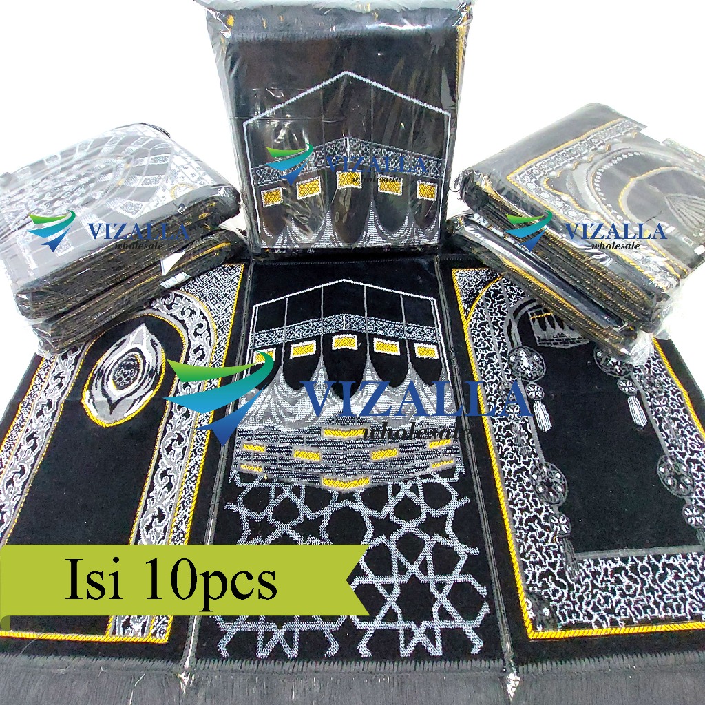 Isi 10pcs Sajadah Kecil Black Colour Beludru 35x60cm/ Armaan/ Souvenir Haji Umroh Tahlilan Pernikahan