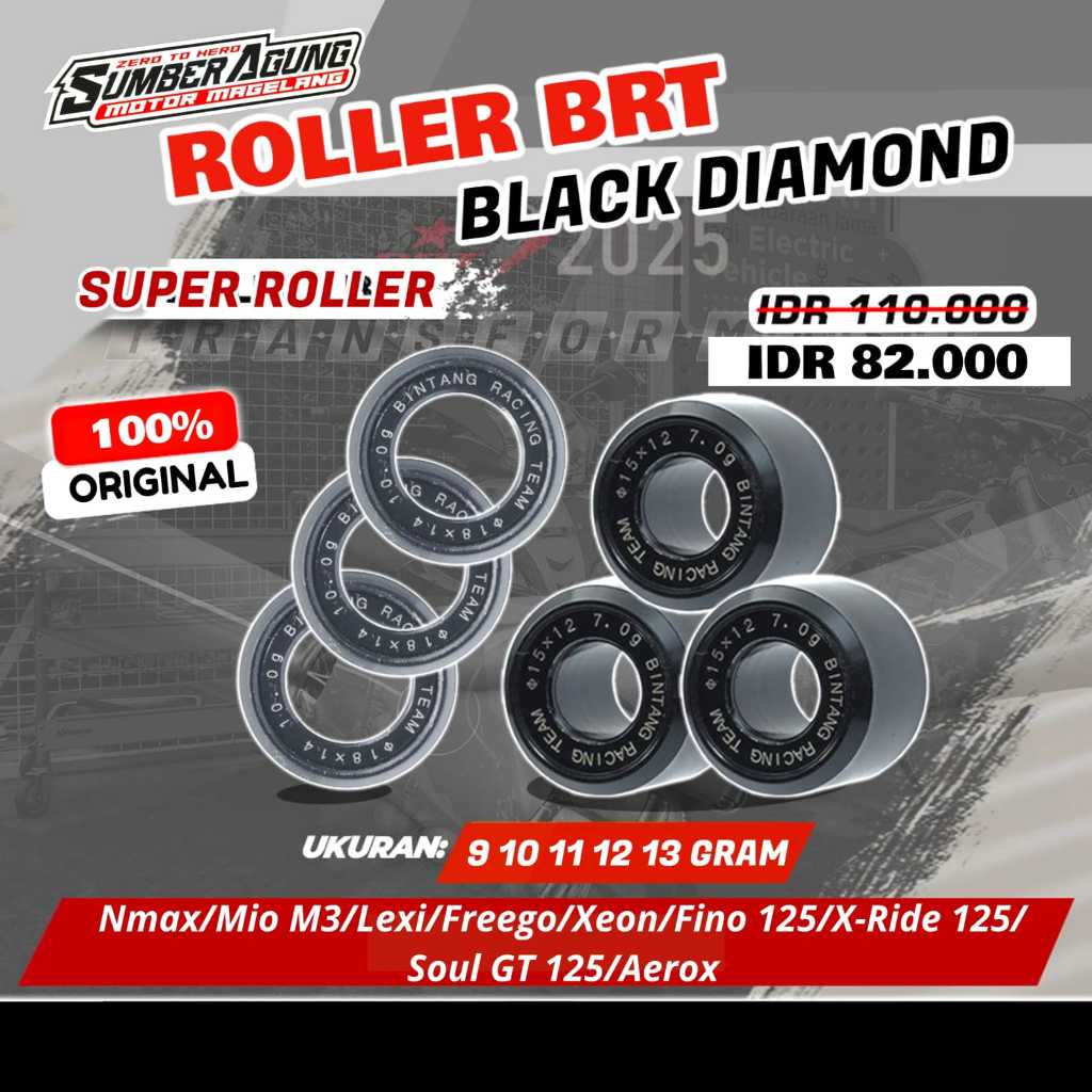 Jual ROLLER BRT RACING NMAX AEROX LEXI MIO M3 FINO 125 X-RIDE 125 SOUL ...
