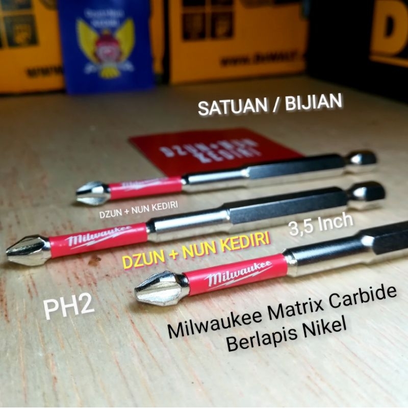 Jual Mata Obeng Milwaukee Matrix Carbide PH2 3,5 Inch Satuan | Shopee ...