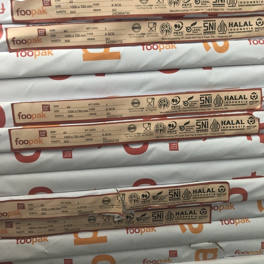 Jual Kertas Greaseproof / kertas roti Foopack 40 Gsm uk 75x100 cm ...