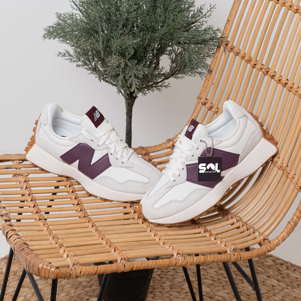 Jual Sepatu Wanita NB 327 Moonbeam Classic Burgundy (Women's) White/Red/Grey 14169 Shopee