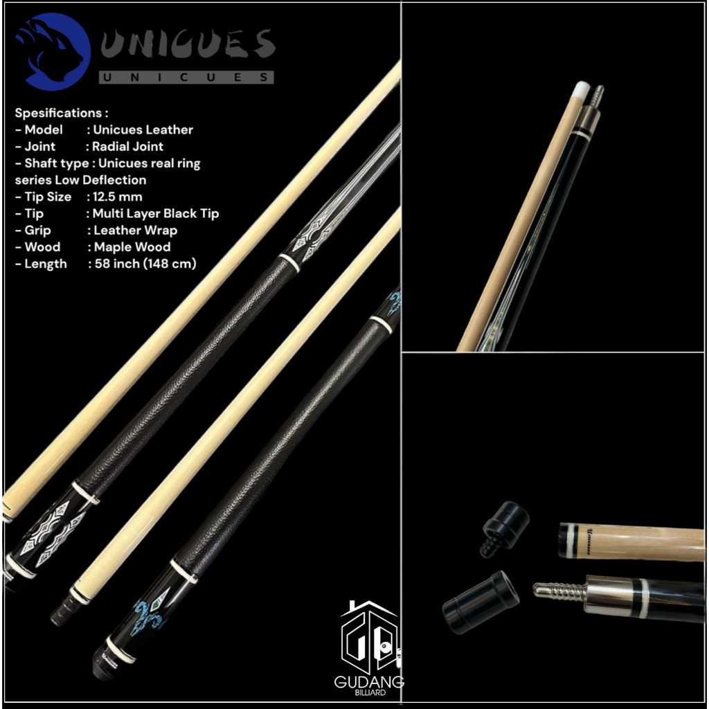 Jual Stik Billiard Leather Grip UNICUES High Quality Pool Cue - Low ...