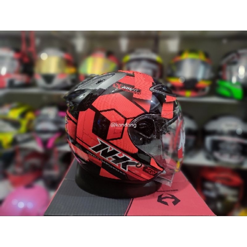 Jual NHK R6 CUBE BLACK RED HELM OPEN FACE | Shopee Indonesia
