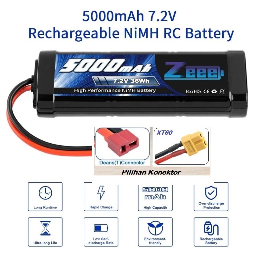 Zeee 72v 5000mah Nimh Bateria Com Plugue De Tamiya Plugue 6 | Parcelamento sem juros