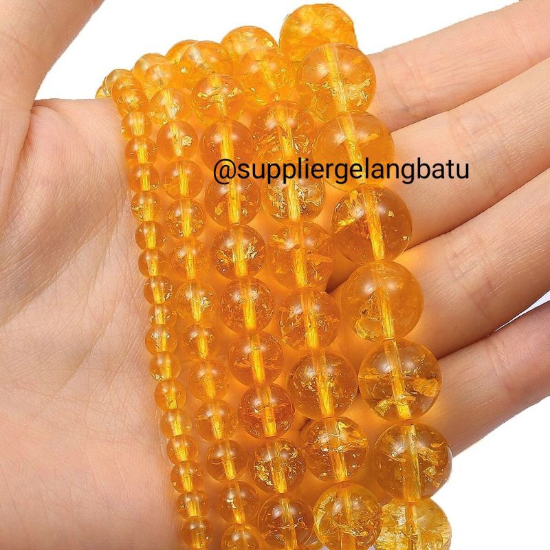 Jual 1strand AAA Kualitas Alami Citrine Crystal Kuning Kuarsa Bulat ...