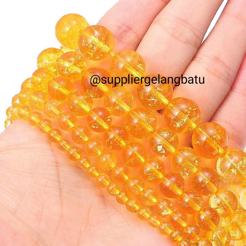 Jual 1strand AAA Kualitas Alami Citrine Crystal Kuning Kuarsa Bulat ...
