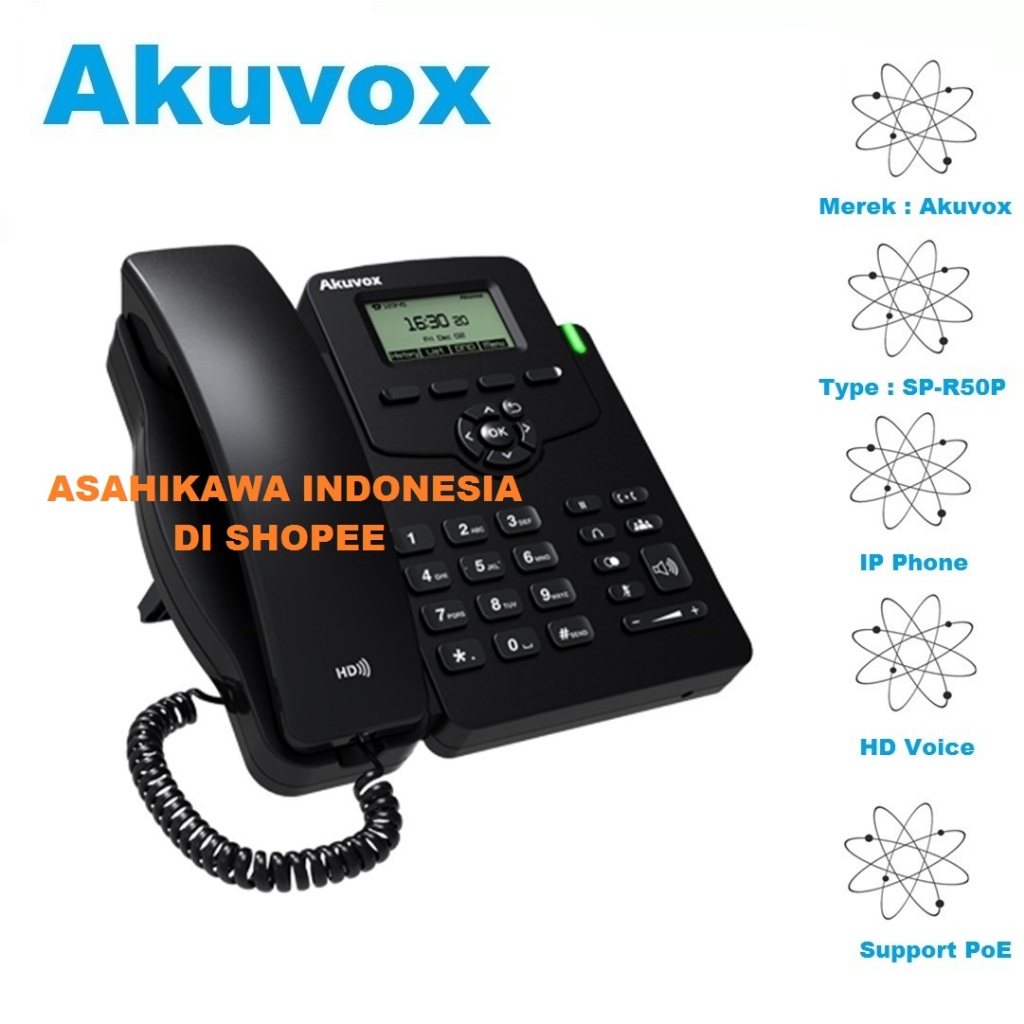 Jual Akuvox HD Voice IP Phone SP-R50P Telephone IP | Shopee Indonesia