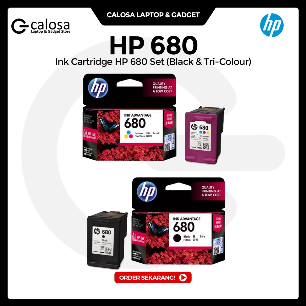 Jual Tinta Printer HP 680 Advantage Cartridge Set Black & Tri-Colour ...