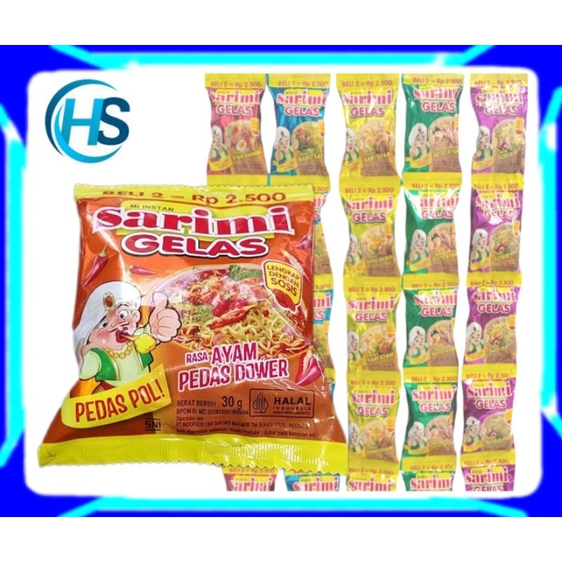 Jual Sarimi Gelas Renceng 30gr Sosis Soto Ayam Kari Ayam Baso Sapi Ayam